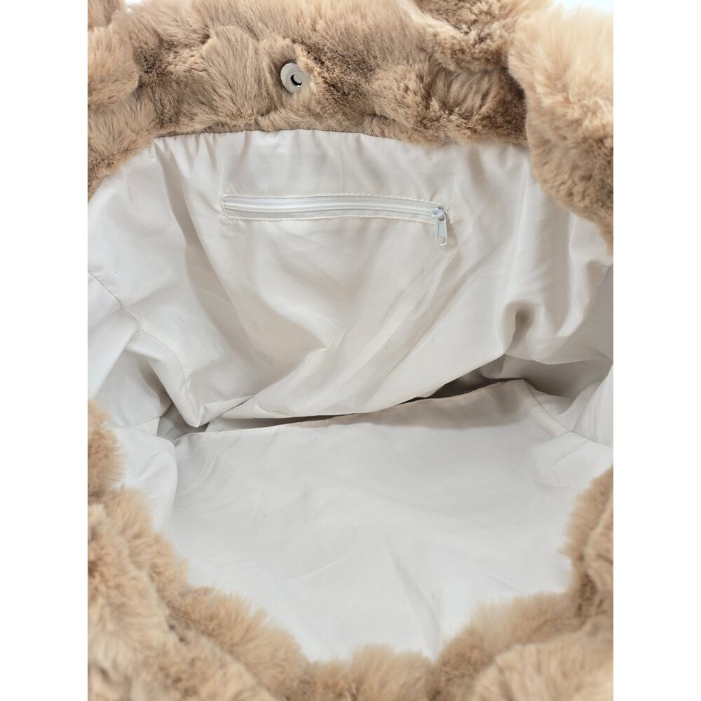 Minky Couture Blanket Annie Ripple Ecru Beige Faux Fur Large Tote Weekender Bag - Picture 5 of 11